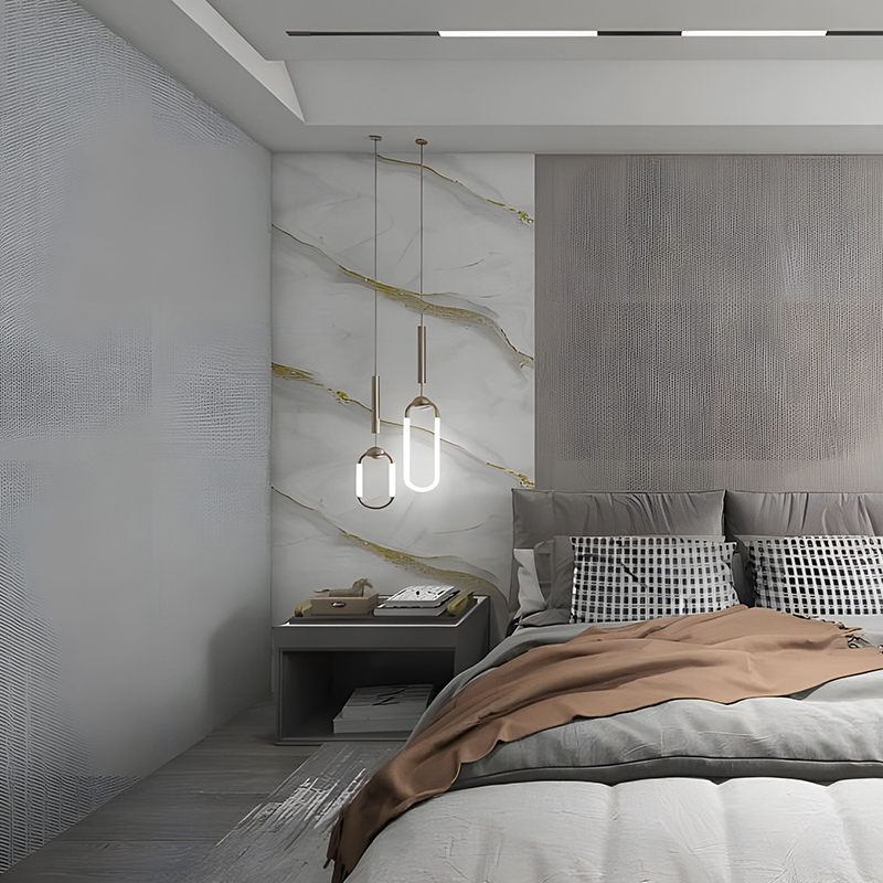 Film de transfert PET pour mur de chambre à coucher, motif nuage de vagues dorées