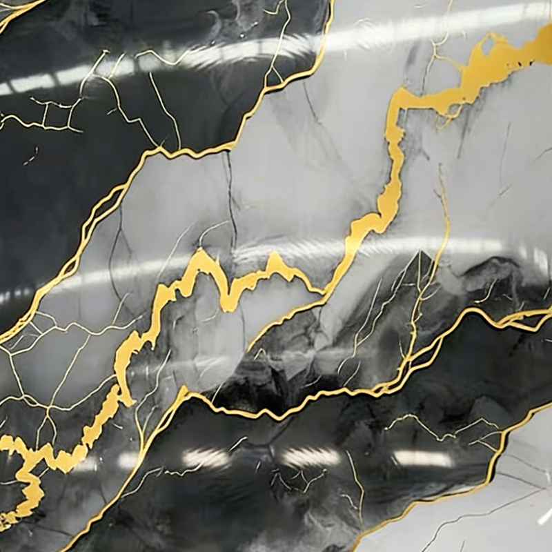 Feuille de faux marbre UV Gold-Vein imperméable pour la décoration murale